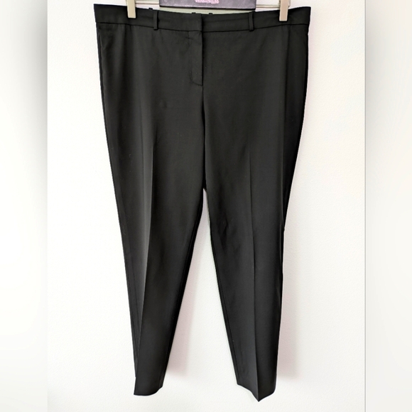 Hugo Boss Women's Size 10 Black Wool Stretchy Blend Slim Straight Pants Luxury - Picture 1 of 11